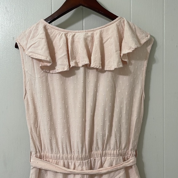 ROXY Pale Pink Ruffles Shorts Romper “Cool Your Heart” with Belt size 6 - Picture 10 of 16